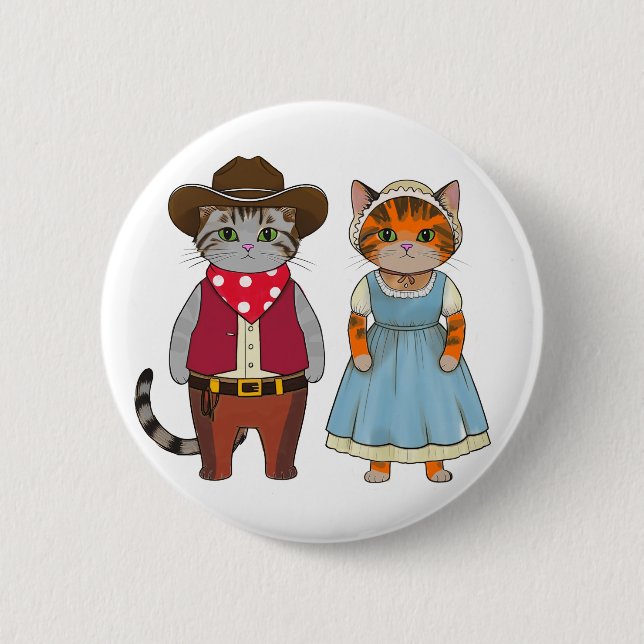 Cats of the wild west, historic western button (Front)