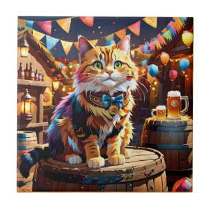 Cats Oktoberfest Ceramic Tile