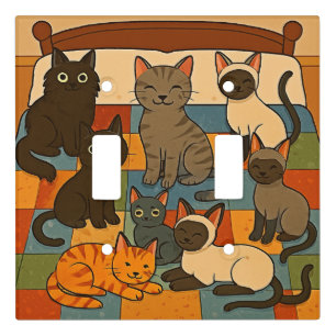 Cats on a Bed Light Switch Cover