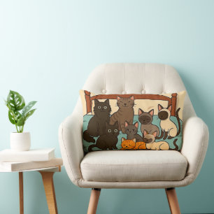 Cats on a Bed Lumbar Pillow