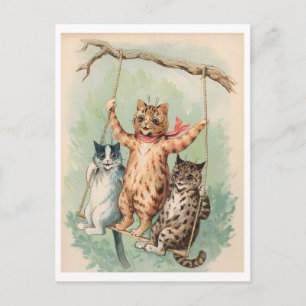 Cats on a Swing Louis Wain Holiday Postcard