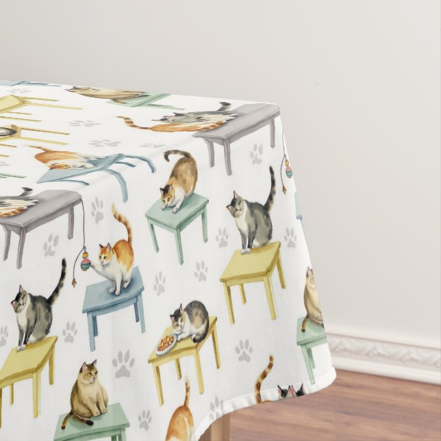 Cats on a table tablecloth (In Situ)