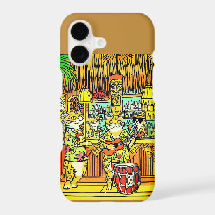 Cats on an Island Vacation in a Tiki Bar iPhone 17 Case
