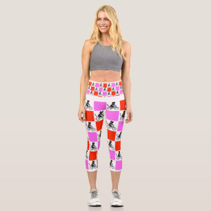 Cats on bikes bicycle cat sporty cyclist fun capri leggings