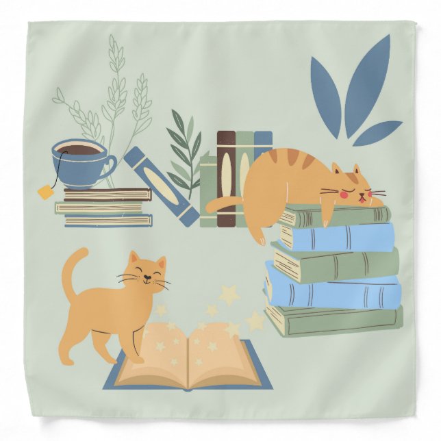 Cats on Books Bandana (Front)