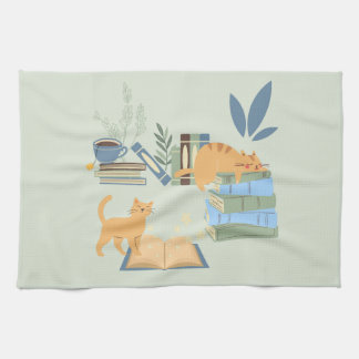 Cats on Books Kitchen Towel