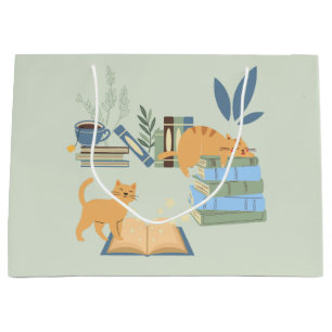  Cats on Books Large Gift Bag