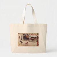 Cats on Coach Race Down High Street Large Tote Bag