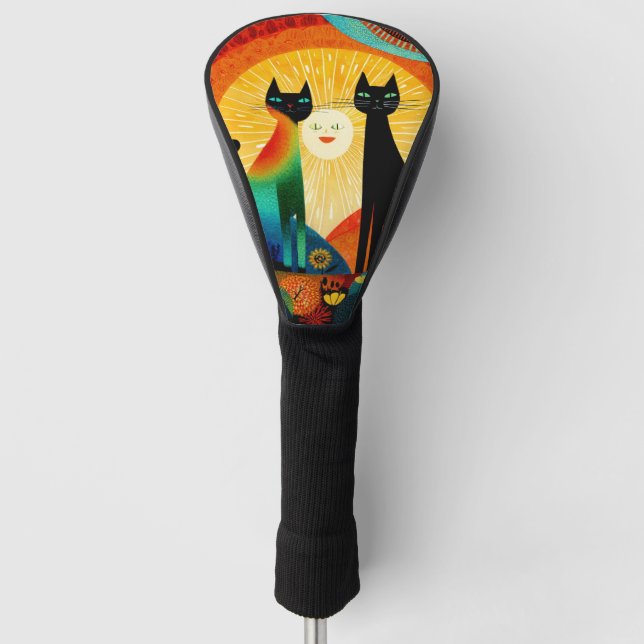 Cats on Colorful Background Golf Head Cover (Front)