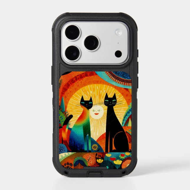 Cats on Colorful Background Otterbox iPhone Case (Back)