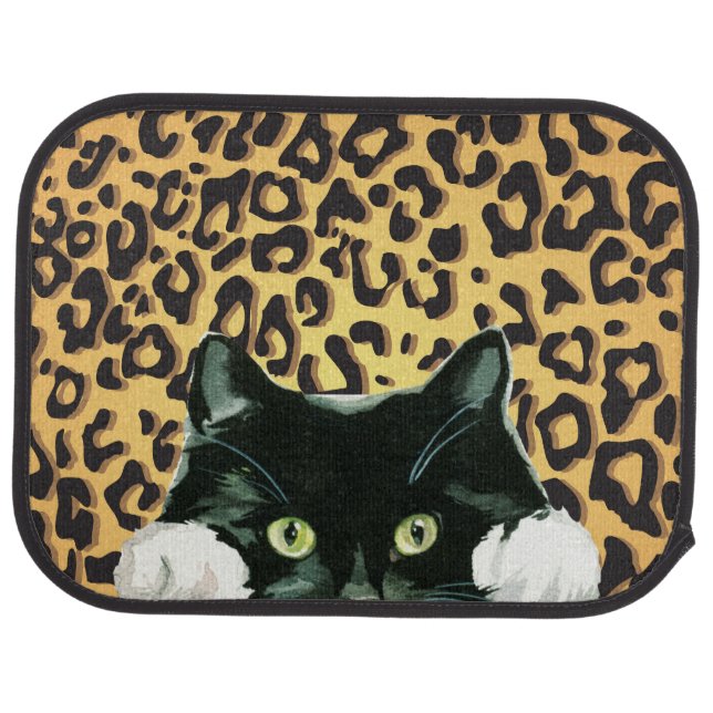 Cats on Leopard Print Background Car Floor Mat (Rear)