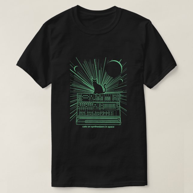 Cats On Synthesizers In Space T-Shirt (Design Front)