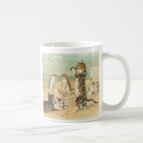 Cats on the Beach  Vintage Mug