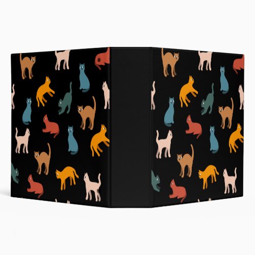 Cats on the black 3 ring binder