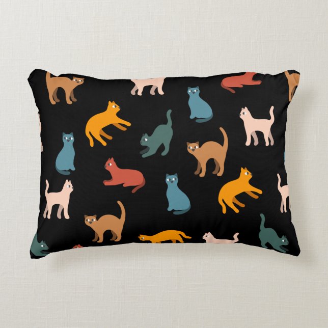 Cats on the black accent pillow (Front)
