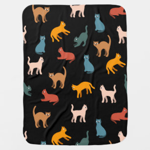 Cats on the black baby blanket