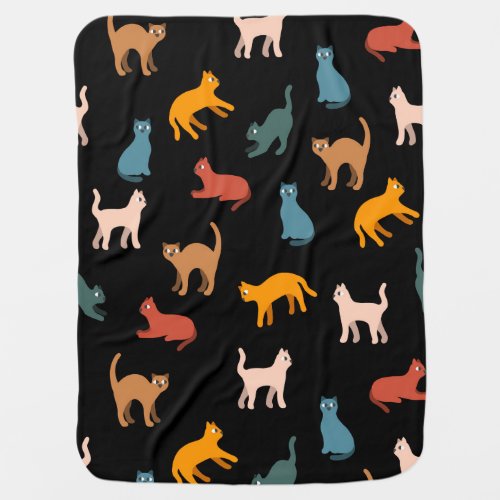 Cats on the black baby blanket