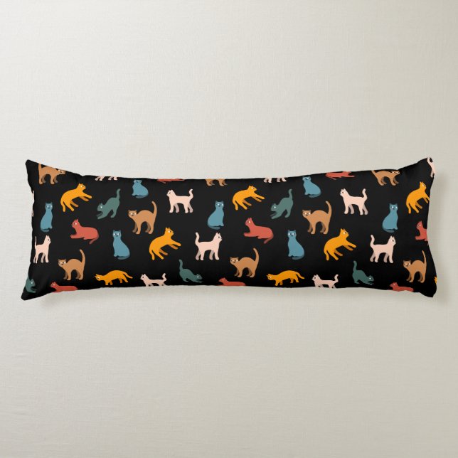 Cats on the black body pillow (Front)