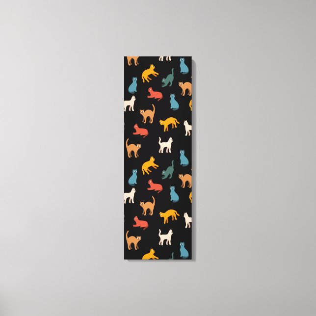 Cats on the black canvas print (Front)