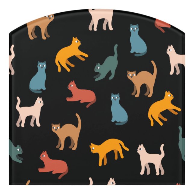 Cats on the black door sign (Contour Front)