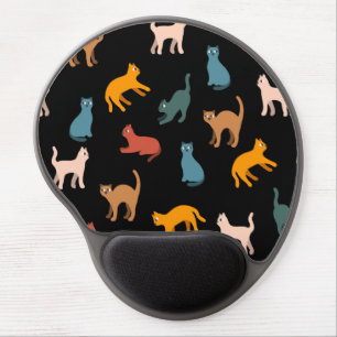 Cats on the black gel mouse pad