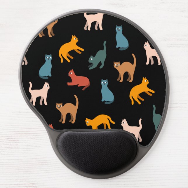 Cats on the black gel mouse pad (Front)