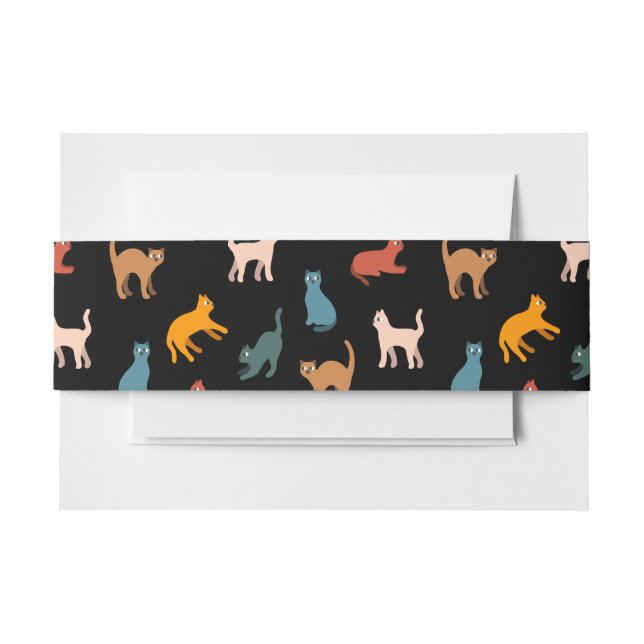 Cats on the black invitation belly band (Front Example)