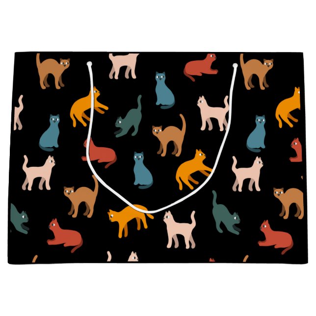 Cats on the black large gift bag (Front)