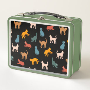 Cats on the black metal lunch box