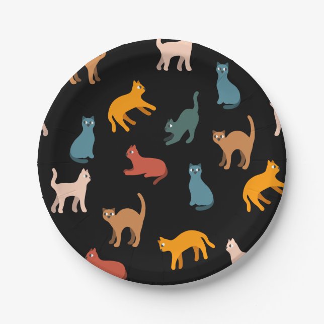 Cats on the black paper plates (Front)