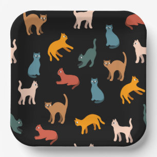 Cats on the black paper plates