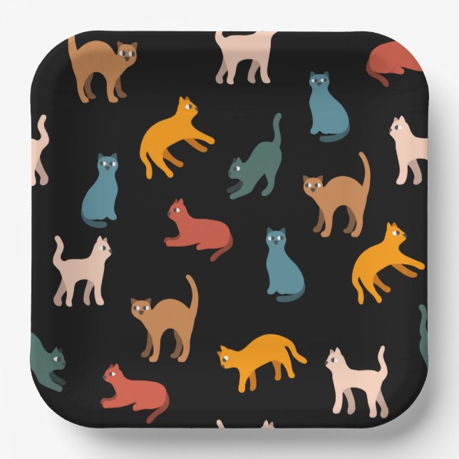 Cats on the black paper plates (Front)