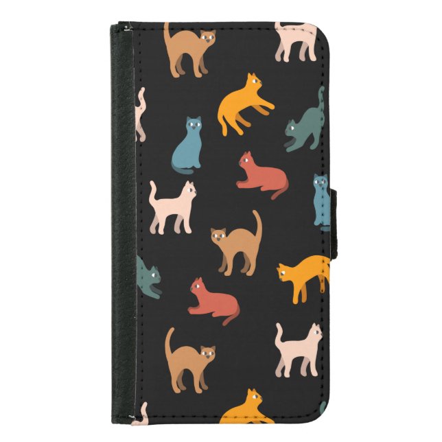 Cats on the black samsung galaxy wallet case (Front)