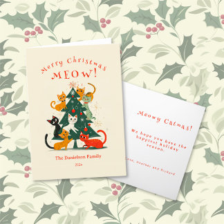 Cats on the Christmas Tree Holiday Card