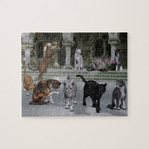 Cats on the Palace Steps Jigsaw Puzzle