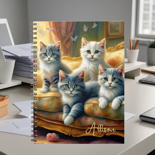 Cats on the sofa _ cute scene in vintage look notebook