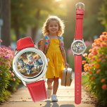 Cats on the sofa - cute scene in vintage look watch<br><div class="desc">This watch features cats making themselves comfortable on the sofa in the living room - a cute scene in a vintage look. Pretty,  personalized gift for little girls!</div>
