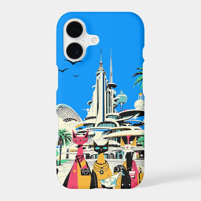 Cats on Vacation Visit the Future iPhone Case (Back)