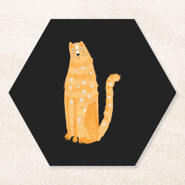 Cats Orange Paper Coaster (Front)