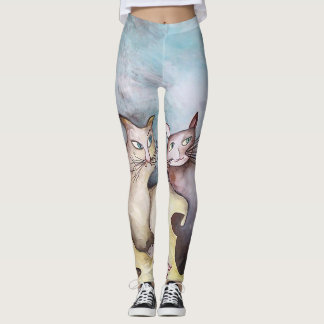 Cats, original art, pastel colors, cute leggings