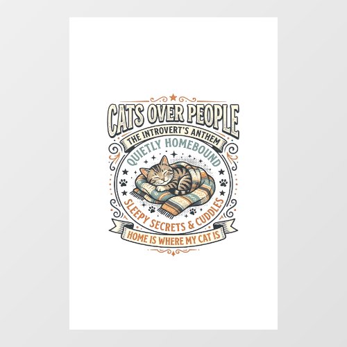 Cats Over People Cat Introvert Anti Social Vintage Window Cling