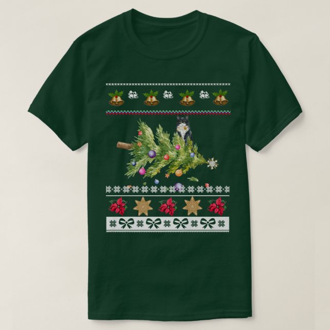 Cats Owners Happy Christmas Holidays Ugly Winter D T-Shirt (Design Front)