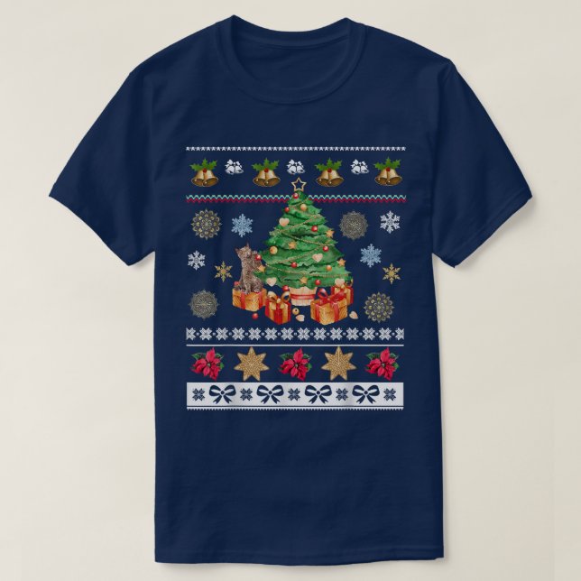 Cats Owners Happy Christmas Holidays Ugly Winter D T-Shirt (Design Front)