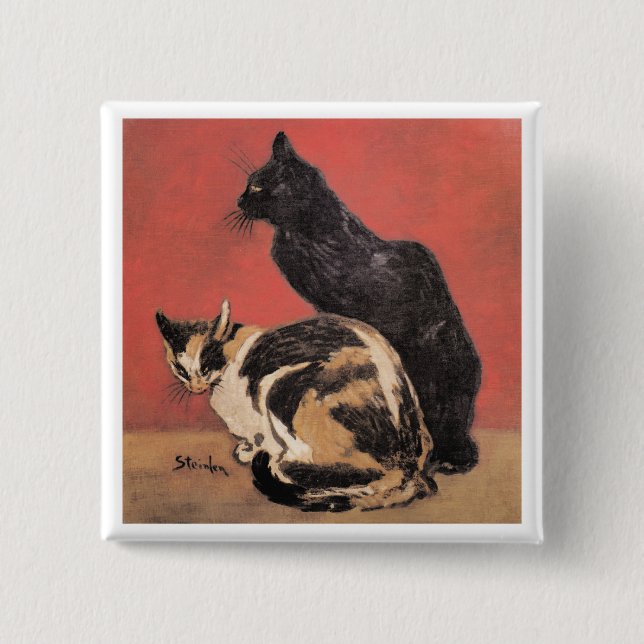 Cats, painting by Theophile Steinlen, Button (Front)