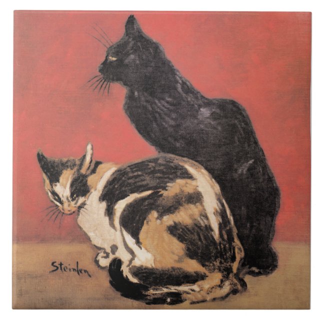 Cats, painting by Theophile Steinlen, Ceramic Tile (Front)