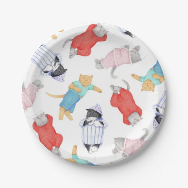 CATS PAJAMAS Round Paper Plates (Front)