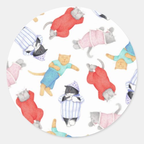 CATS PAJAMAS Small Round Stickers