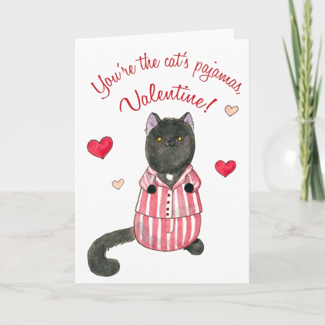 Cat's pajamas valentine holiday card (Front)