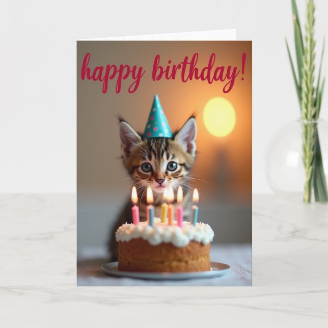 Cats Party Hat Birthday Card (Front)