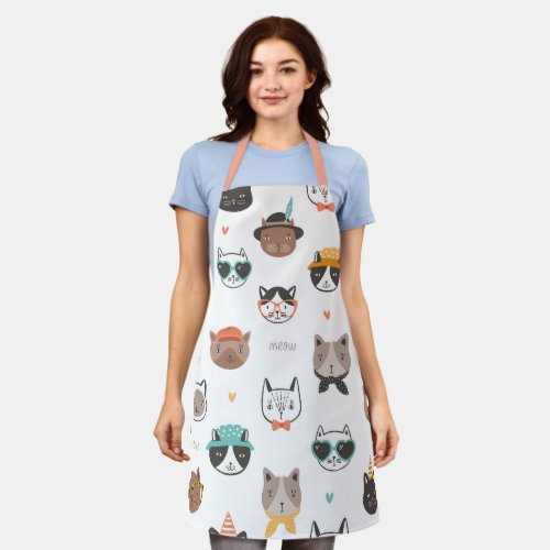 cats pattern apron